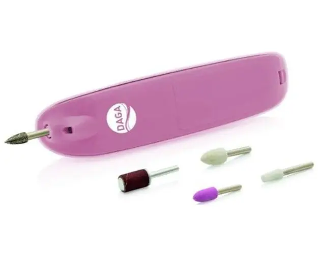 Trusa manichiura/pedichiura Daga SM 210 Pink. 5 capete de lucru, Lampa UV pentru uscare rapida, Sensor tactil, Led de precizie, Cutie de depozitare (Alb/Roz)
