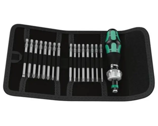 Set 17 piese, varfuri surubelnita 89 mm + maner cu clichet WERA 5051040001