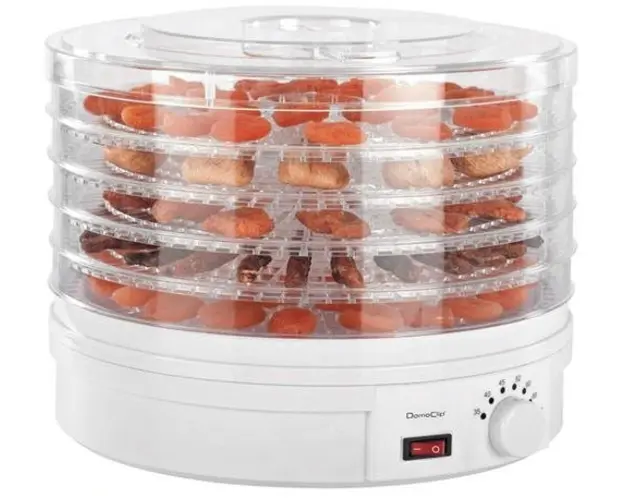 Deshidrator de fructe DomoClip DOM202, 250 W, 5 tavi (Alb)