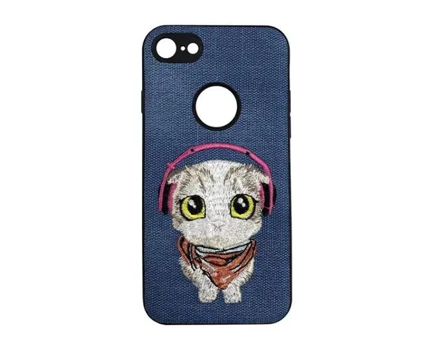 Protectie Spate Lemontti Embroidery Blue Puppy LECIPH7M1 pentru Apple iPhone 7, iPhone 8, iPhone SE 2020 (Albastru)