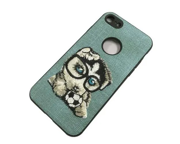 Protectie Spate Lemontti Embroidery Gray Puppy LECIPH7M7 pentru Apple iPhone 7, iPhone 8, iPhone SE 2020 (Gri)