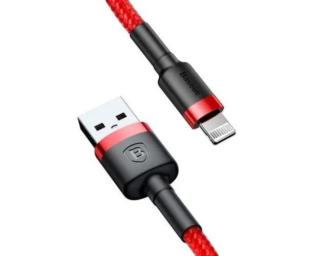 Cablu de date Baseus Kevlar CALKLF-B09, Lightning, 1 m (Rosu)