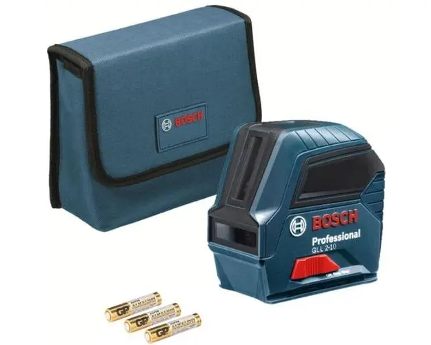 Nivela laser cu linii Bosch GLL 2-10, 10 m, +/-0.3 mm/m, 2 linii laser, fascicul rosu, geanta textila (Albastru)