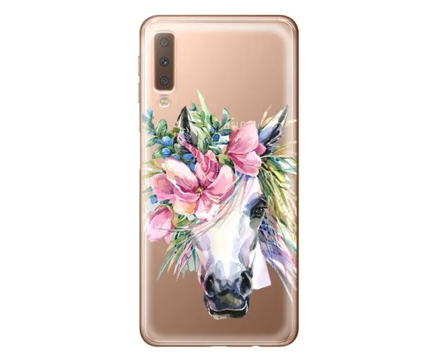 Protectie Spate Lemontti Art Watercolor Unicorn LEMHSPA718TWU pentru Samsung Galaxy A7 2018 (Multicolor)
