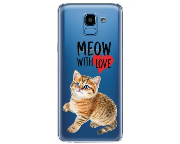 Protectie Spate Lemontti Art Meow With Love LEMHSPJ618MLV pentru Samsung Galaxy J6 2018 (Multicolor)