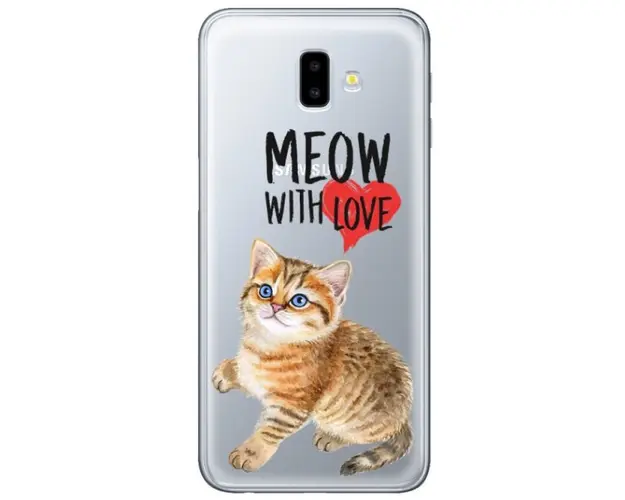 Protectie Spate Lemontti Art Meow With Love LEMHSPJ6PMLV pentru Samsung Galaxy J6 Plus (Multicolor)