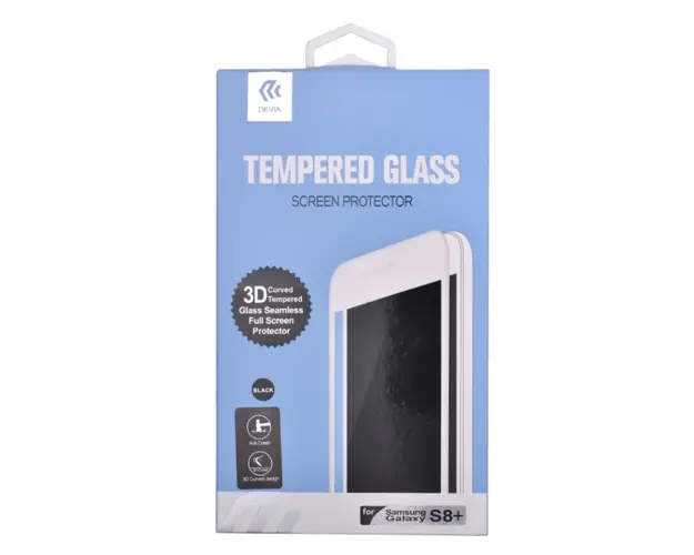 Folie Protectie Sticla Temperata Devia 3D DV3DEDGG955BK pentru Samsung Galaxy S8 Plus G955 (Transparent/Negru)