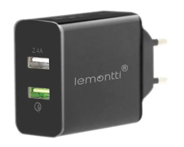 Incarcator Retea Quick Charge Lemontti Dual USB LIRQ3N3A (Negru)