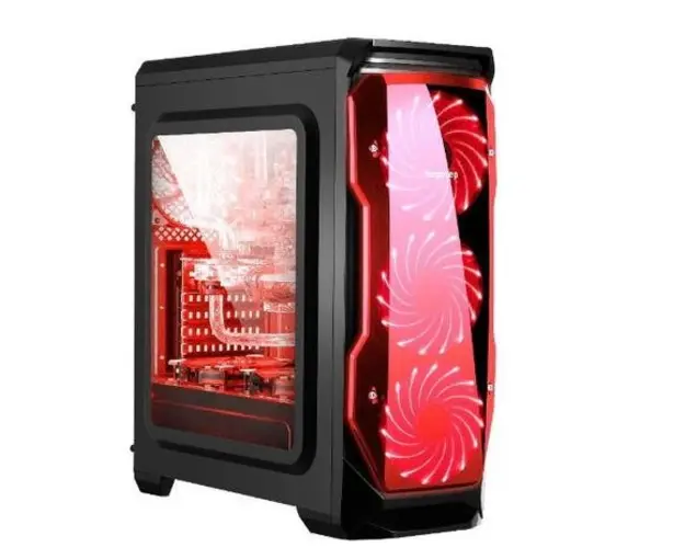 Carcasa Segotep SG-H1B-RLED Halo, Middle Tower, Plexiglass (Negru) 