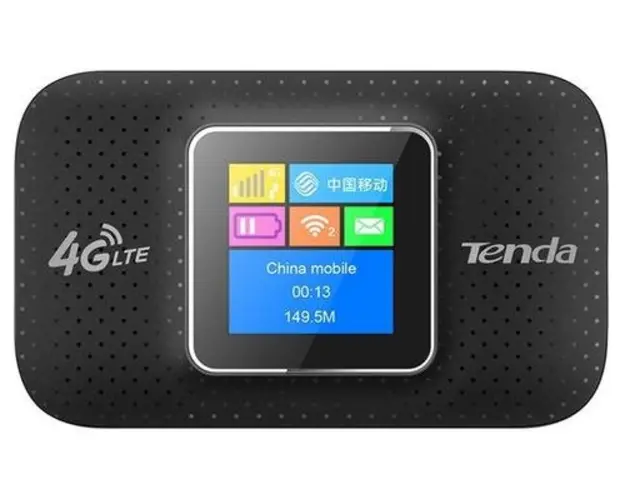 Router Wireless Tenda 4G185, 4G/3G, Portabil, 150 Mbps, Display OLED, Baterie 2100mAh (Negru)