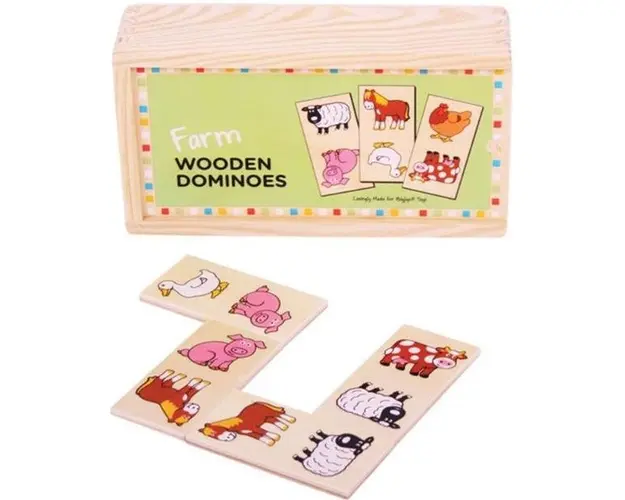 Domino pentru copii BigJigs BJ736, Ferma (Multicolor)