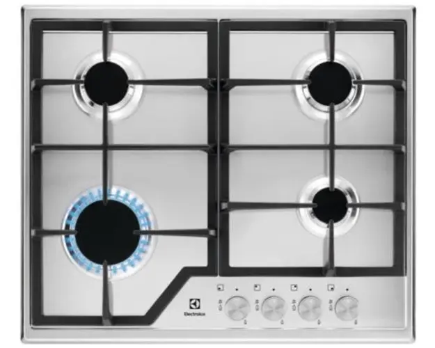 Plita incorporabila Electrolux KGS6426SX, Gaz, 4 zone de gatit, Aprindere electrica, 60 cm (Inox) 