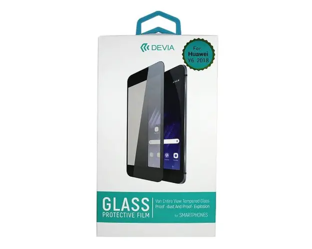 Folie Protectie Sticla Temperata Devia Frame DVFOLHY62BK pentru Huawei Y6 2018 (Transparent/Negru)