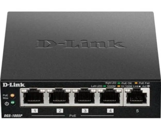 Switch D-Link DGS-1005P, Gigabit, 5 Porturi