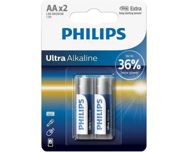 Baterii Philips Ultra Alkaline LR6E2B/10, AA, 2 buc