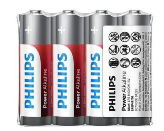 Baterii Philips Power Alkaline AA 4-foil w/ sticker