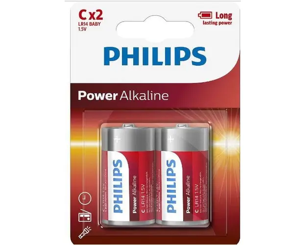 Baterii Philips Power Alkaline LR14P2B/10, C, 2 buc