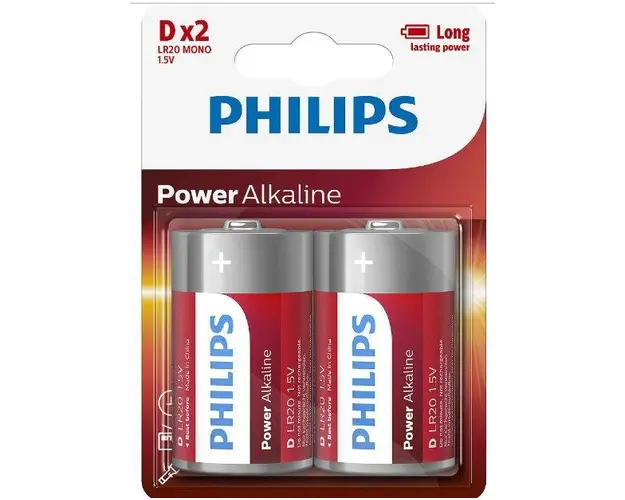 Baterii Philips Power Alkaline LR20P2B/10, D, 2 buc