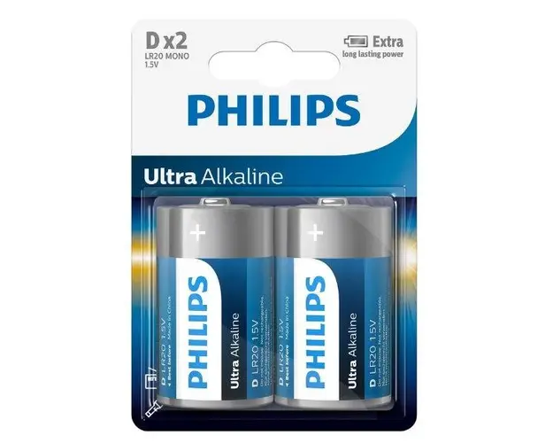 Baterii Philips Ultra Alkaline D, 2 buc
