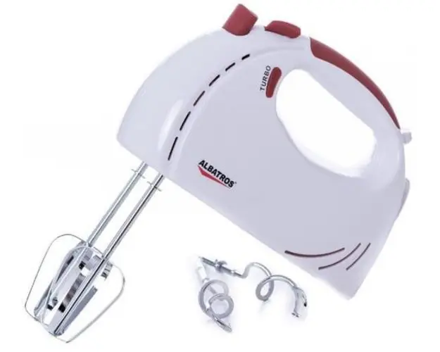 Mixer de mana Albatros MXA200, 200W, 5 viteze (Alb/Rosu)