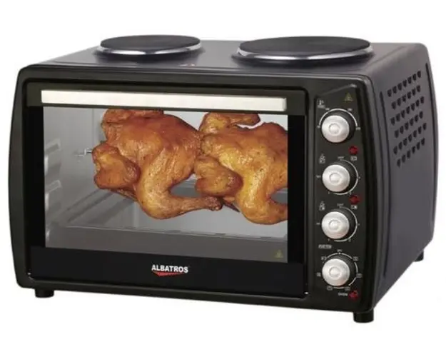 Cuptor electric Albatros A63BPRC2, 63 L, 2200 W + 2 arzatoare 1000/700 W (Negru) 