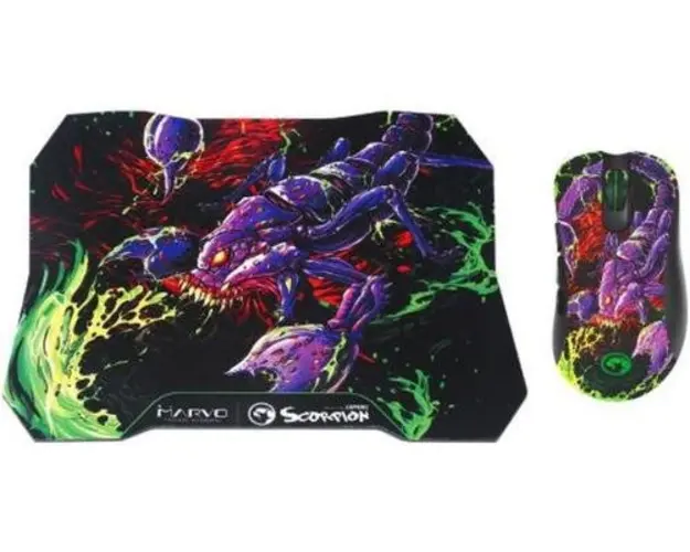 Kit Mouse si Mousepad Marvo M603 + G20, Iluminat, 6400 DPI (Multicolor)