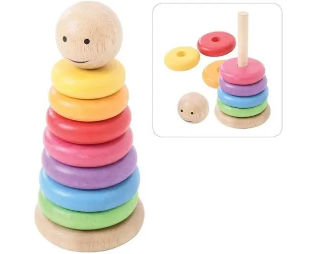 Piramida din lemn BigJigs BB098 Curcubeul (Multicolor)
