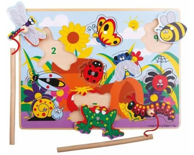 Joc de pescuit magnetic BigJigs, Prietenii din gradina