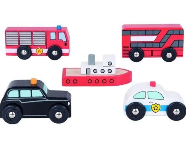 Set 5 vehicule din lemn BigJigs