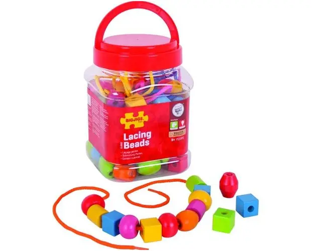 Set margele din lemn pentru insirat BigJigs