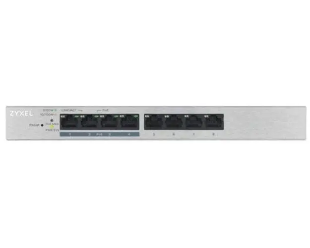 Switch ZyXEL GS1200-8HPV2-EU0101F, Gigabit, 8 Porturi, 4 x PoE+ (Argintiu)