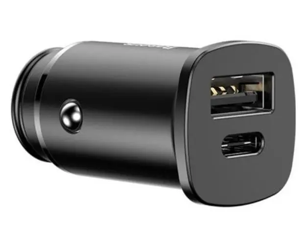 Incarcator Auto Baseus CCALL-AS01, 1 x USB, 1 x Type-C, 30W (Negru)