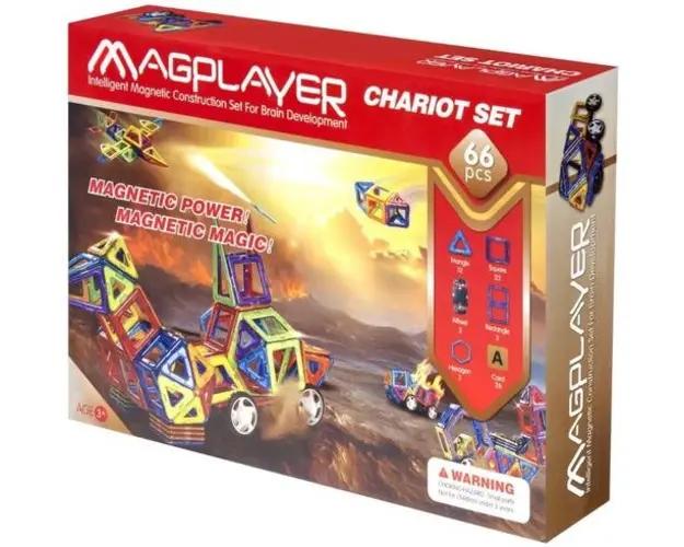 Set de constructie magnetic Magplayer, 66 piese