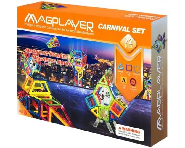 Set de constructie magnetic Magplayer, 72 piese