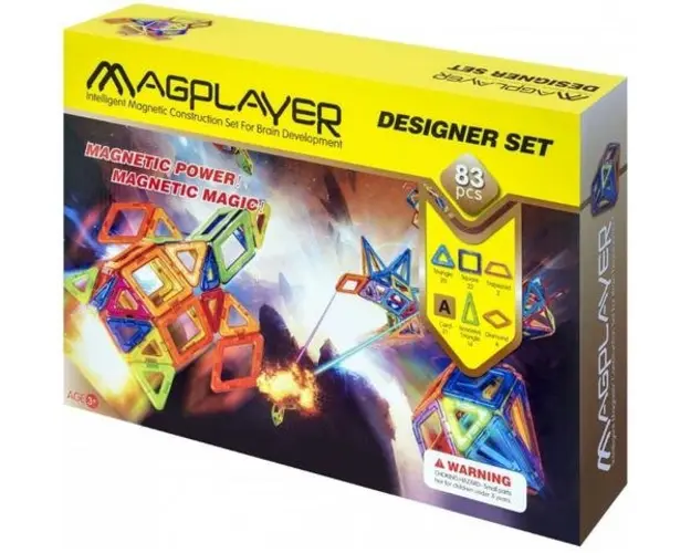Set de constructie magnetic Magplayer, 83 piese