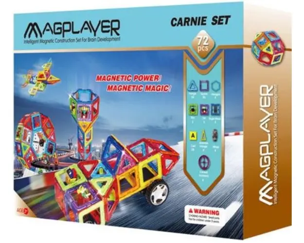 Joc de constructie magnetic Magplayer, 72 piese