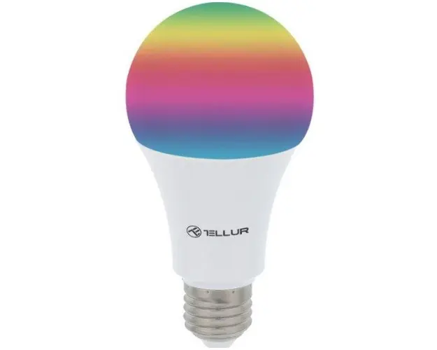 Bec inteligent LED Tellur TLL331011, WiFi, E27, 10W, 1000lm, Lumina Alba/Calda/RGB, Reglabil (Alb)