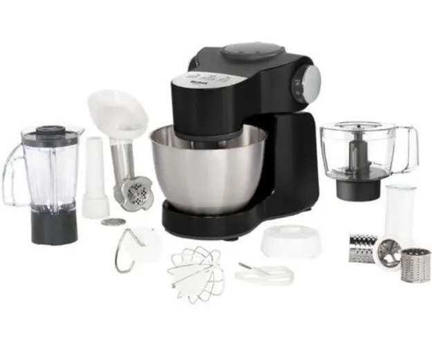 Robot de bucatarie Tefal Wizzo QB319838, 1000W, Viteze 4, Flex Whisk, 4l (Negru/Inox)