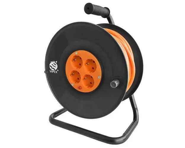 Prelungitor tambur Vipex PS15-T50, 4 prize, 50 m (Negru/Portocaliu)