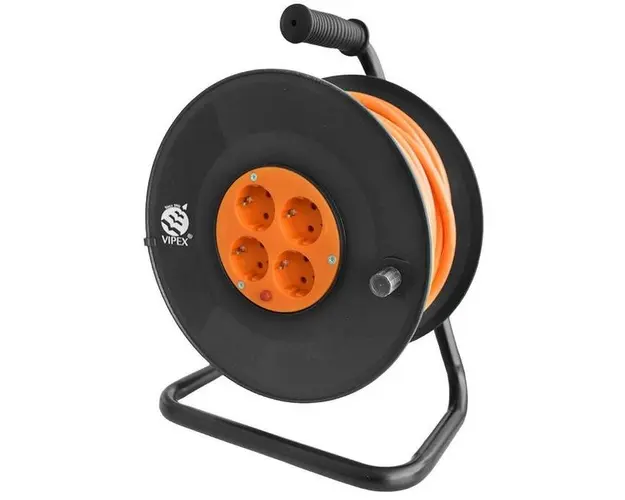 Prelungitor tambur Vipex PS25-T50, 4 prize, 50 m (Negru/Portocaliu)