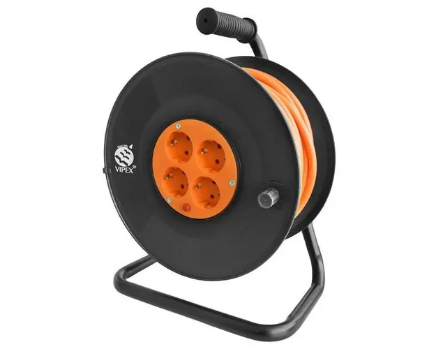 Prelungitor Tambur Vipex PS25-T30, 4 prize, 30 m (Negru/Portocaliu)