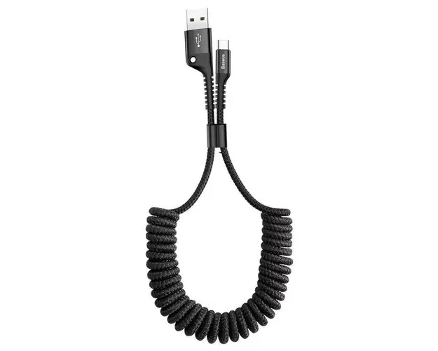 Cablu de date Baseus Fish Eye Spring Data CATSR-01, Type-C, 1 m, 2A (Negru)