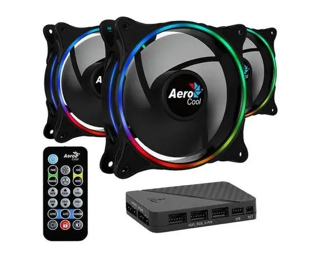 Set 3 ventilatoare Aerocool Eclipse Pro 120mm, iluminare aRGB