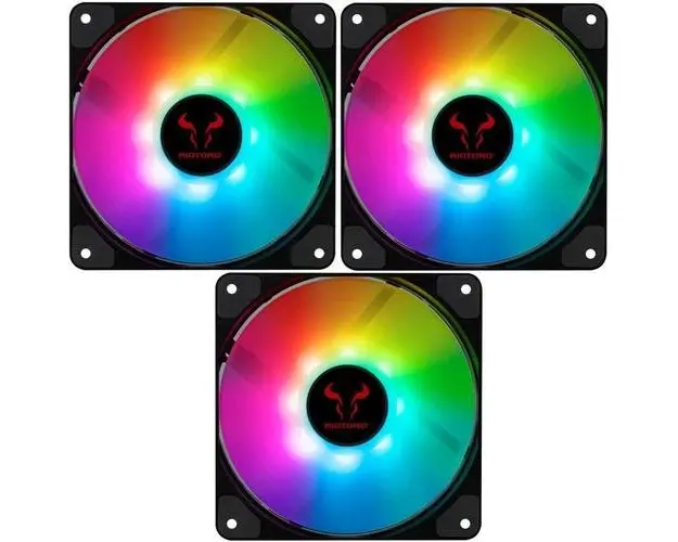 Set 3 ventilatoare Riotoro Quiet Storm 120mm, iluminare RGB