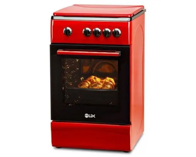 Aragaz LDK 5060 Red FR RMV NG, Gaz, 4 Arzatoare, Siguranta, Capac metalic (Rosu)