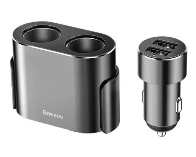 Incarcator Auto Baseus CRDYQ-01, Dual USB + Splitter Dual, 3.1 A (Negru)