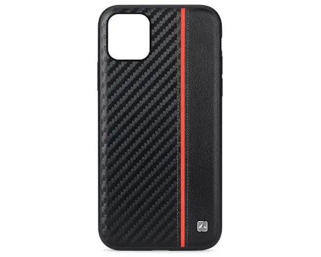 Protectie Spate Meleovo Carbon MLVCMXIPBR pentru iPhone 11 Pro, placuta metalica integrata (NEgru/Rosu)