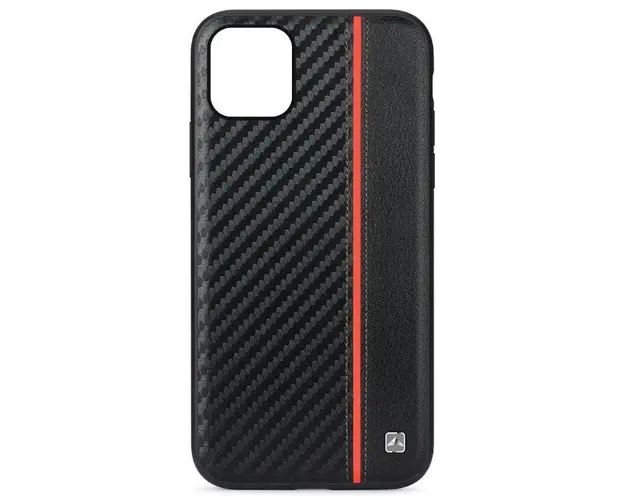 Protectie Spate Meleovo Carbon MLVCMXIPMBR pentru iPhone 11 Pro Max, placuta metalica integrata (Negru/Rosu)