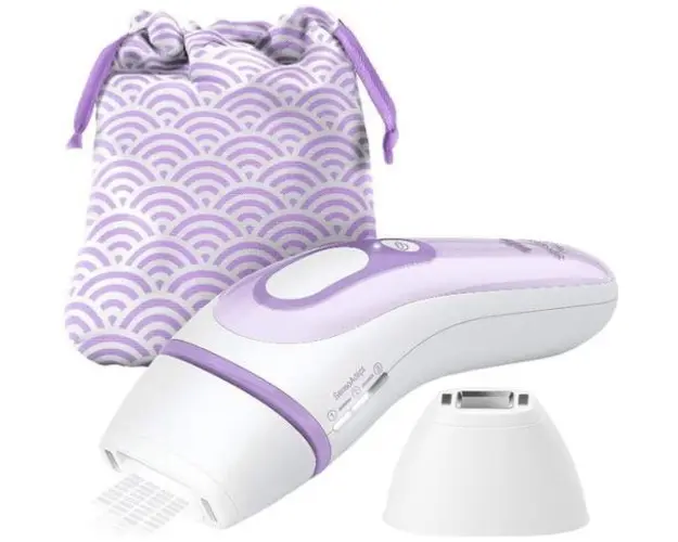 Epilator IPL Braun Silk Expert PRO 3 PL3132, 300.000 impusuri, Accesoriu corp si fata + Aparat de ras Venus (Alb/Mov)