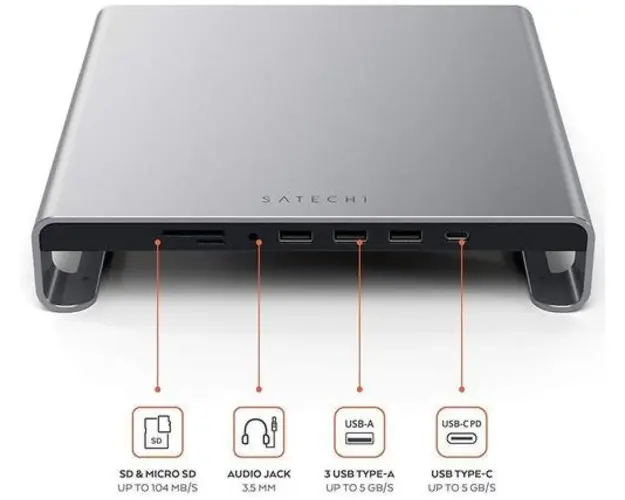 Stand Monitor Satechi Hub ST-AMSHM, Type-C (Gri)